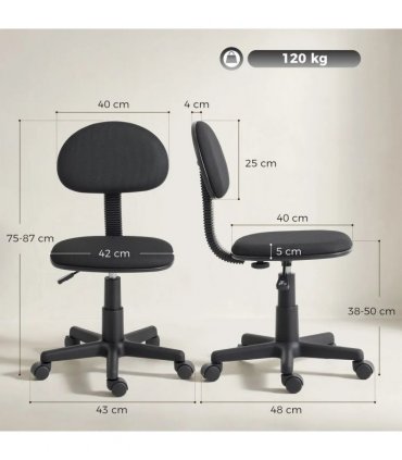 HOMCOM Small Armless Office Chair - Black