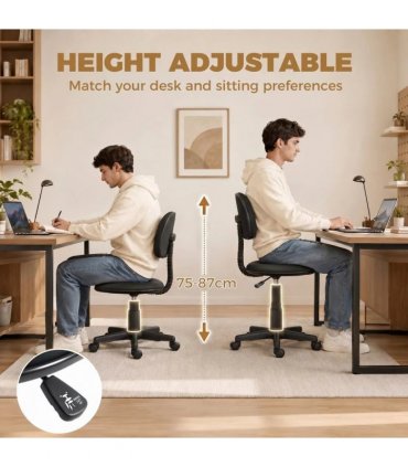 HOMCOM Small Armless Office Chair - Black