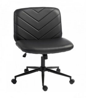 HOMCOM Home Office Desk Chair Height Adjustable Swivel Chair Cross Legged Wide Seat Swivel Wheels Black