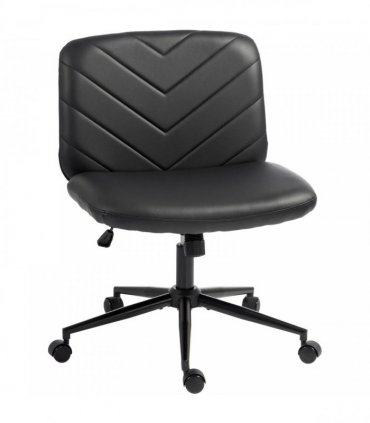 HOMCOM Home Office Desk Chair Height Adjustable Swivel Chair Cross Legged Wide Seat Swivel Wheels Black
