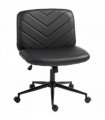HOMCOM Home Office Desk Chair Height Adjustable Swivel Chair Cross Legged Wide Seat Swivel Wheels Black