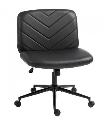 HOMCOM Home Office Desk Chair Height Adjustable Swivel Chair Cross Legged Wide Seat Swivel Wheels Black