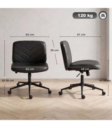 HOMCOM Home Office Desk Chair Height Adjustable Swivel Chair Cross Legged Wide Seat Swivel Wheels Black
