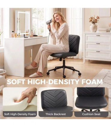 HOMCOM Home Office Desk Chair Height Adjustable Swivel Chair Cross Legged Wide Seat Swivel Wheels Black