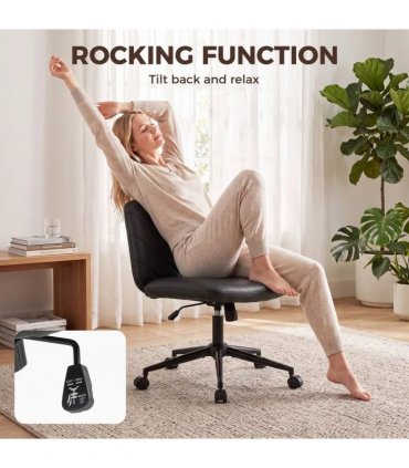 HOMCOM Home Office Desk Chair Height Adjustable Swivel Chair Cross Legged Wide Seat Swivel Wheels Black
