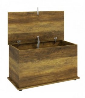 HOMCOM Storage Chest, 102L Blanket Box, Shoe Bench Safety Hinged Lid, Bed End Bench for Bedroom, 80 x 40 x 45cm, Brown