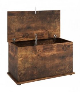 HOMCOM Storage Chest, 102L Blanket Box, Shoe Bench Safety Hinged Lid, Bed End Bench for Bedroom, 80 x 40 x 45cm, Rustic Brown