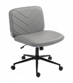 HOMCOM Home Office Desk Chair Height Adjustable Swivel Chair Cross Legged Wide Seat Swivel Wheels Grey