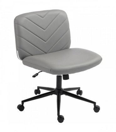 HOMCOM Home Office Desk Chair Height Adjustable Swivel Chair Cross Legged Wide Seat Swivel Wheels Grey