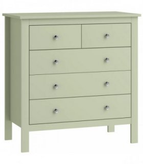 HOMCOM 5 Drawer Chest of Drawers, Modern Dresser for Bedroom, Bedside Storage Cabinet, Wide Storage Unit with Glide Runners for Living Room, Hallway, Closet, 79 x 39.5 x 80.5 cm, Sage Green