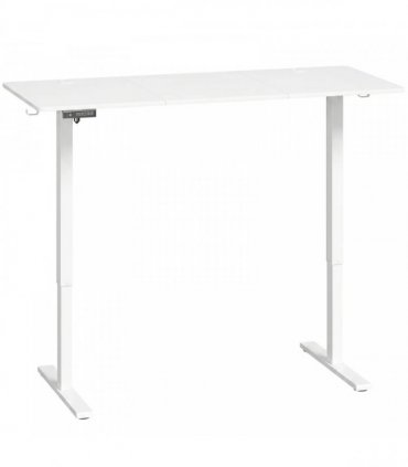 HOMCOM Standing Desk Memory Control Height Adjustable Desk 2 Cable Holes LED Display Sit Stand Desk White