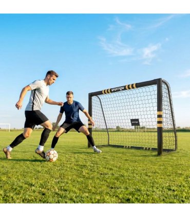 SPORTNOW Football Goal, 8 x 5ft Portable Football Net with EPE Foam Padding, PVC Tube Covers Ground Stakes and Metal Frame