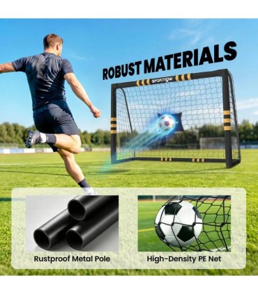 SPORTNOW Football Goal, 8 x 5ft Portable Football Net with EPE Foam Padding, PVC Tube Covers Ground Stakes and Metal Frame