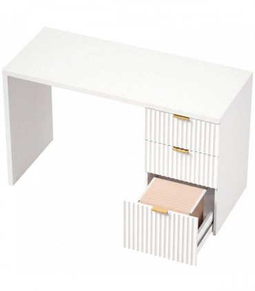 HOMCOM Computer Desk with 3 Drawers Reversible Home Office Desk 120 cm, White