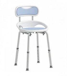 HOMCOM Shower Chair with Padded Seat Adjustable Height Shower Stool Bath Seat with Back and Anti-Slip Feet