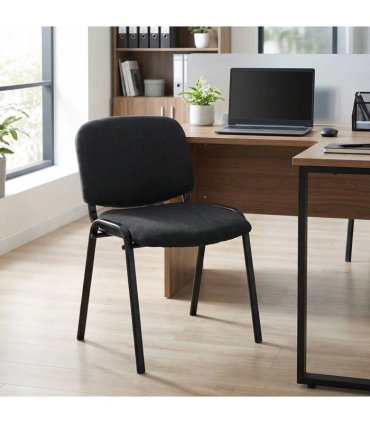 HOMCOM Meeting Chair, Stackable Ergonomic Office Chair with Padded Seat, Curved Backrest for Conference Room, Black