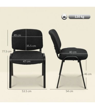 HOMCOM Meeting Chair, Stackable Ergonomic Office Chair with Padded Seat, Curved Backrest for Conference Room, Black