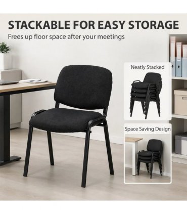 HOMCOM Meeting Chair, Stackable Ergonomic Office Chair with Padded Seat, Curved Backrest for Conference Room, Black