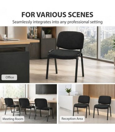 HOMCOM Meeting Chair, Stackable Ergonomic Office Chair with Padded Seat, Curved Backrest for Conference Room, Black