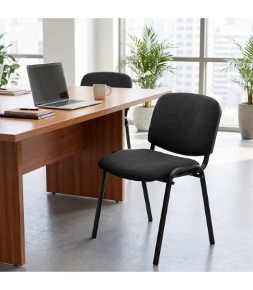 HOMCOM Meeting Chair, Stackable Ergonomic Office Chair with Padded Seat, Curved Backrest for Conference Room, Black