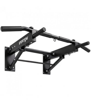 SPORTNOW Pull Up Bar Wall Mounted Chin Up Bar with Folding Design, 3 Hooks for Resistance Bands, Supports up to 120 kg, Black
