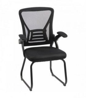 HOMCOM Office Chair, Ergonomic Desk Chair No Wheels with Mesh Backrest and Steel Legs for Home Conference Room, Black