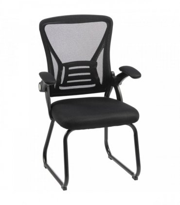 HOMCOM Office Chair, Ergonomic Desk Chair No Wheels with Mesh Backrest and Steel Legs for Home Conference Room, Black