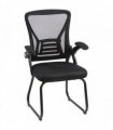 HOMCOM Office Chair, Ergonomic Desk Chair No Wheels with Mesh Backrest and Steel Legs for Home Conference Room, Black