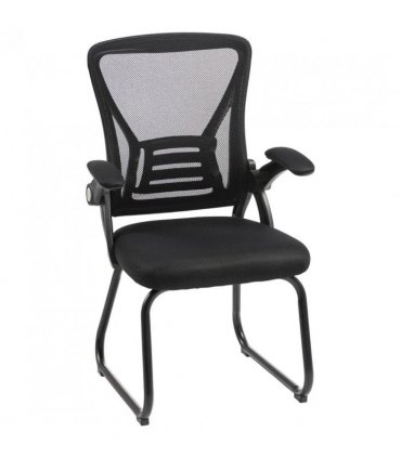HOMCOM Office Chair, Ergonomic Desk Chair No Wheels with Mesh Backrest and Steel Legs for Home Conference Room, Black