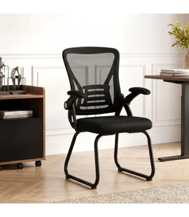 HOMCOM Office Chair, Ergonomic Desk Chair No Wheels with Mesh Backrest and Steel Legs for Home Conference Room, Black