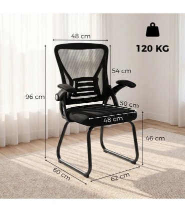 HOMCOM Office Chair, Ergonomic Desk Chair No Wheels with Mesh Backrest and Steel Legs for Home Conference Room, Black