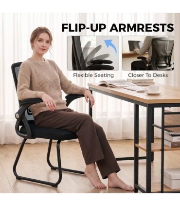 HOMCOM Office Chair, Ergonomic Desk Chair No Wheels with Mesh Backrest and Steel Legs for Home Conference Room, Black