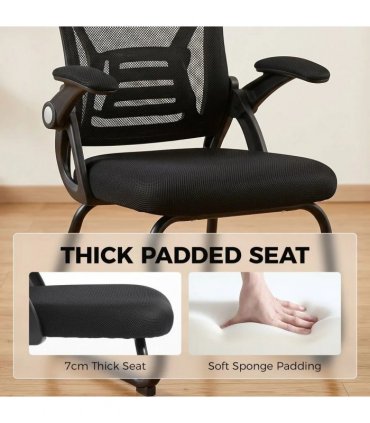 HOMCOM Office Chair, Ergonomic Desk Chair No Wheels with Mesh Backrest and Steel Legs for Home Conference Room, Black