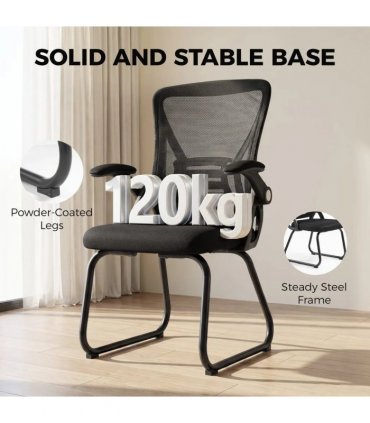 HOMCOM Office Chair, Ergonomic Desk Chair No Wheels with Mesh Backrest and Steel Legs for Home Conference Room, Black