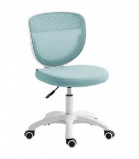 HOMCOM Office Chair, Armless Computer Desk Chair with Breathable Mesh, Adjustable Height, Swivel Wheels, Light Blue