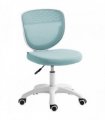 HOMCOM Office Chair, Armless Computer Desk Chair with Breathable Mesh, Adjustable Height, Swivel Wheels, Light Blue