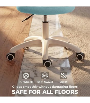 HOMCOM Office Chair, Armless Computer Desk Chair with Breathable Mesh, Adjustable Height, Swivel Wheels, Light Blue
