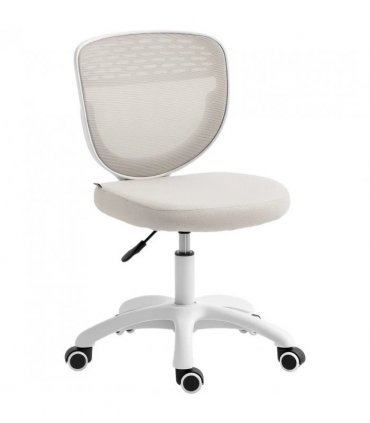 HOMCOM Office Chair, Armless Computer Desk Chair with Breathable Mesh, Adjustable Height, Swivel Wheels, Grey