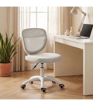 HOMCOM Office Chair, Armless Computer Desk Chair with Breathable Mesh, Adjustable Height, Swivel Wheels, Grey