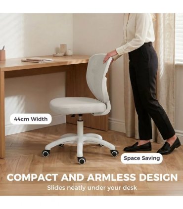 HOMCOM Office Chair, Armless Computer Desk Chair with Breathable Mesh, Adjustable Height, Swivel Wheels, Grey