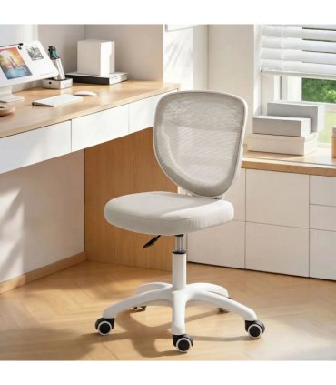HOMCOM Office Chair, Armless Computer Desk Chair with Breathable Mesh, Adjustable Height, Swivel Wheels, Grey
