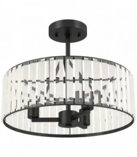 HOMCOM Crystal Ceiling Light, Semi Flush Mount Modern Crystal Chandelier Ceiling Light, E14 Base 3-Lights, Bulbs Not Included