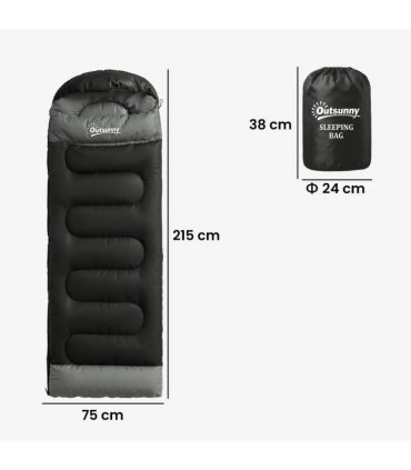 Outsunny Sleeping Bag for Adults, Lightweight & Compact Sleeping Bag, 3 Seasons, Black