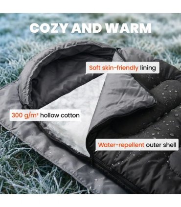 Outsunny Sleeping Bag for Adults, Lightweight & Compact Sleeping Bag, 3 Seasons, Black