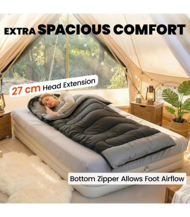 Outsunny Sleeping Bag for Adults, Lightweight & Compact Sleeping Bag, 3 Seasons, Black