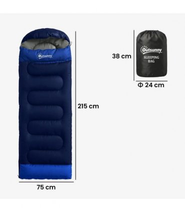 Outsunny Sleeping Bag for Adults, Lightweight & Compact Sleeping Bag, 3 Seasons, Navy Blue