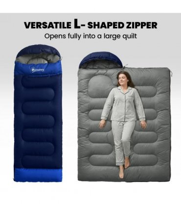 Outsunny Sleeping Bag for Adults, Lightweight & Compact Sleeping Bag, 3 Seasons, Navy Blue