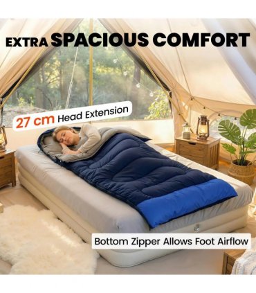 Outsunny Sleeping Bag for Adults, Lightweight & Compact Sleeping Bag, 3 Seasons, Navy Blue
