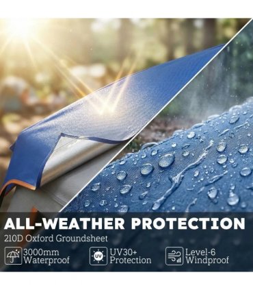 Outsunny Cabin Tent Easy Setup 3000mm Waterproof Camping Tent 4 Person with Carrying Bag Blue