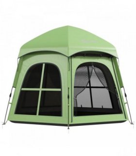 Outsunny Pop Up Tent 3000mm Waterproof Instant Camping Tent 3-4 Person with 2 Doors 4 Windows Green